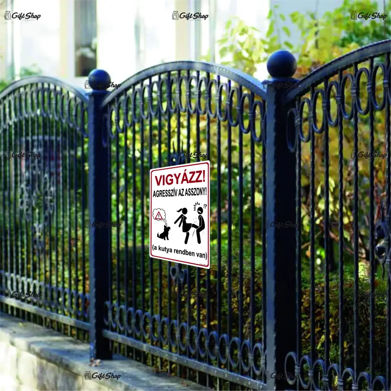 Vigyazz! agressziv az asszony, indicator amuzant 150x200 mm